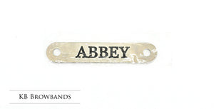 Silver 1inch Nameplate- ABBEY (flat to suit halter/browband)