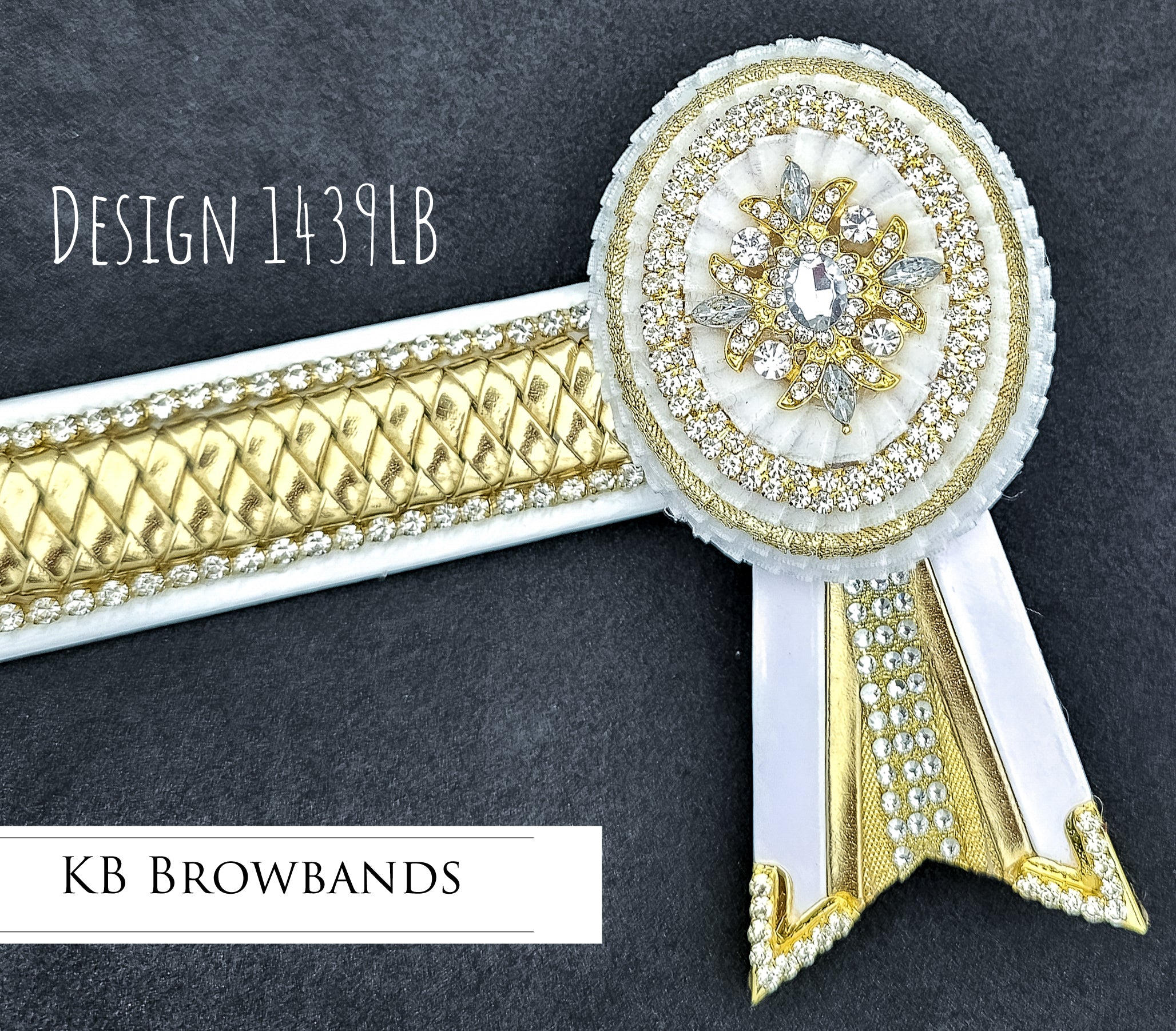 KB Browbands Design 1439LB (white/gold)